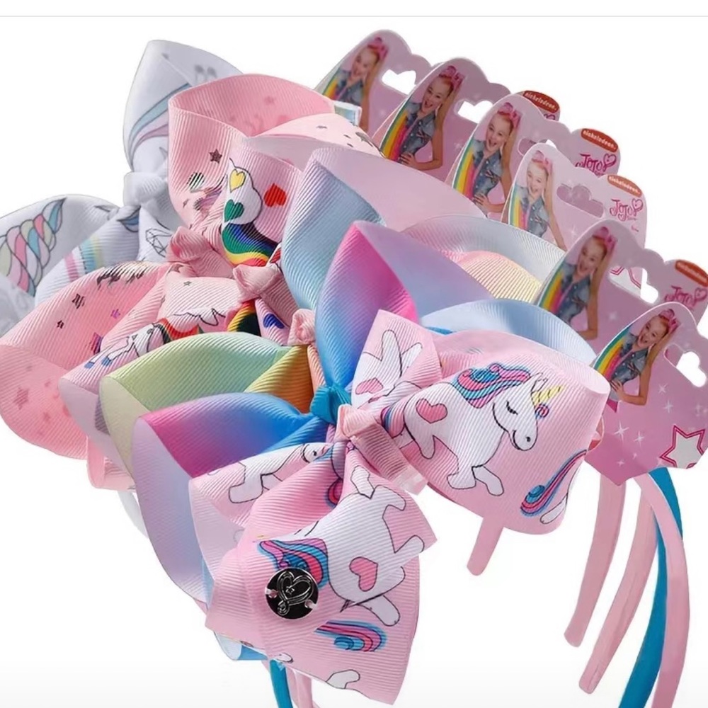 Cartoon Unicorn Headbands. Set of 5. Pink blue  Unicorns